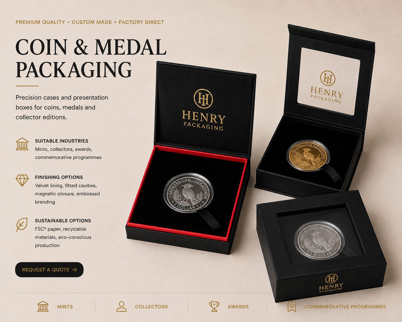Custom Coin and Medal Box Manufacturer